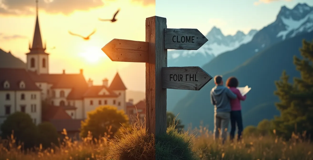 Vergleich der beiden Fahrtrichtungen mit Sonnenständen und Fotomotiven entlang der Route
