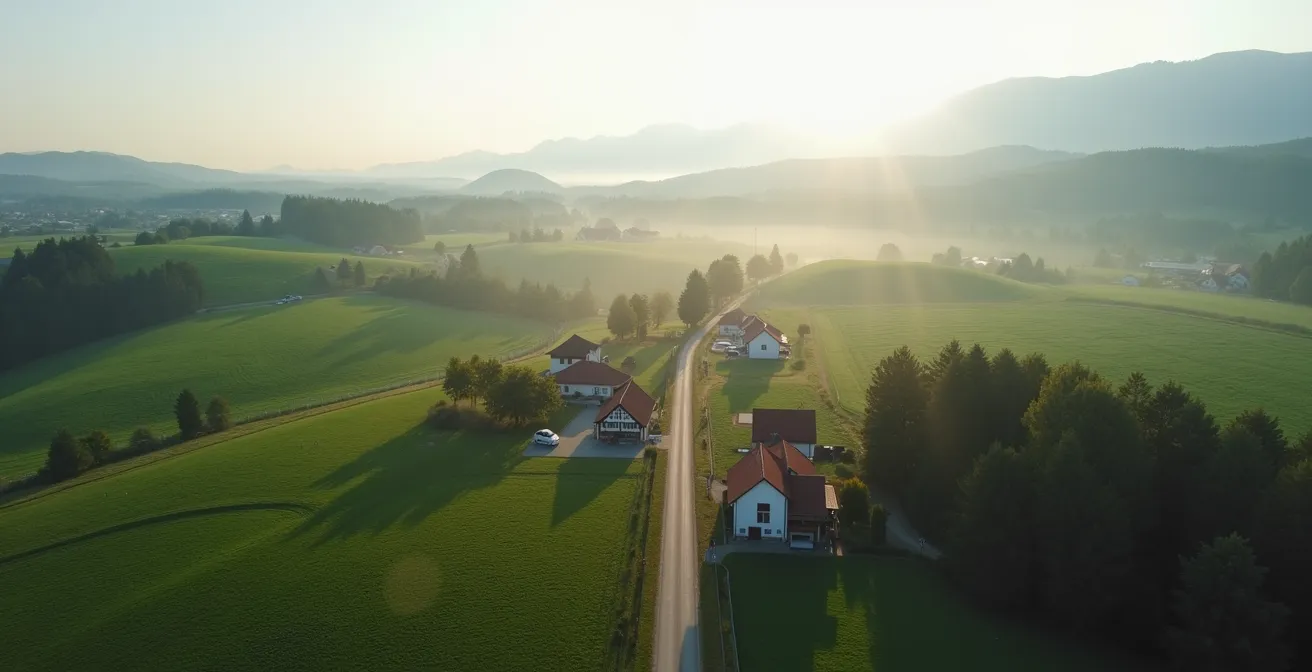 Landkarte mit markierten Höfen und Käsereien in Franken