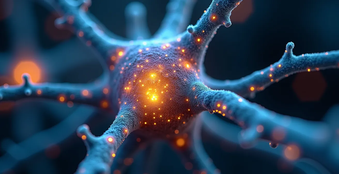 Makroaufnahme von Synapsenverbindungen bei der multisensorischen Verarbeitung