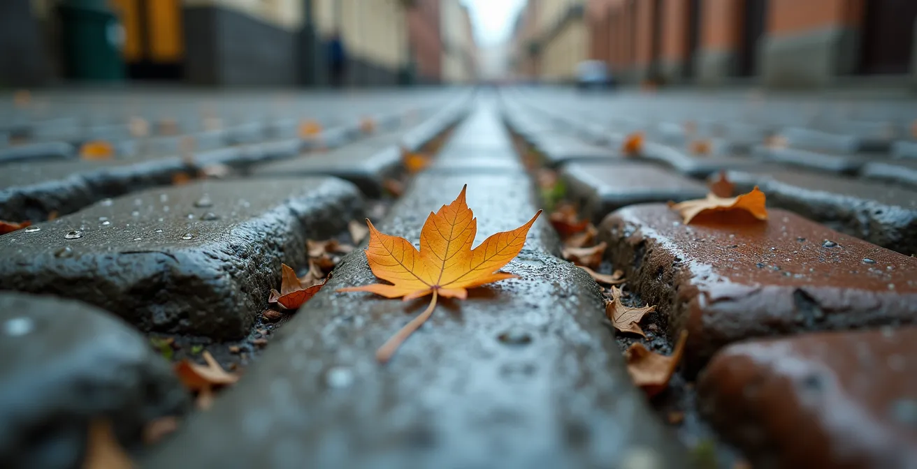 Detailaufnahme historischer Stadtstrukturen mit verschiedenen Texturen, die den Übergang von alt zu neu zeigen.