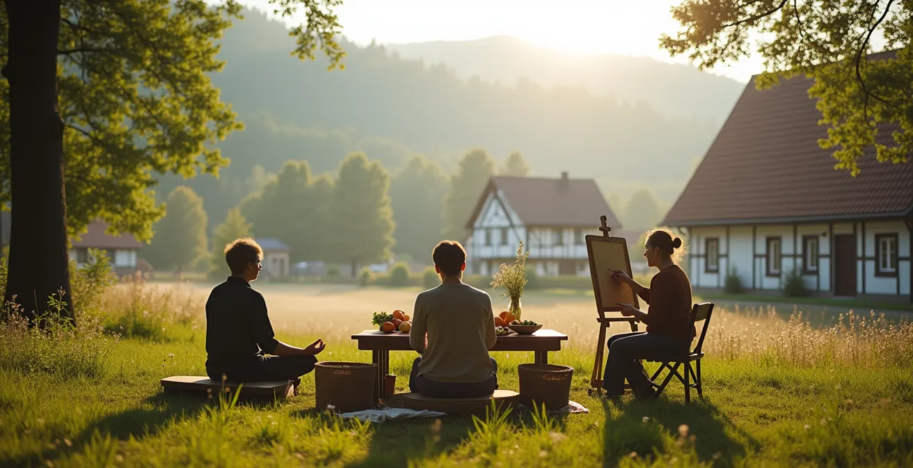 Drei verschiedene Entspannungstypen in deutschen Dorfumgebungen