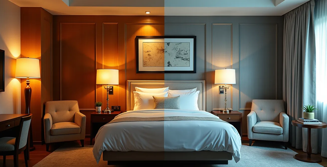 Kontrast zwischen individuellem Boutique-Hotel und standardisiertem Kettenhotel