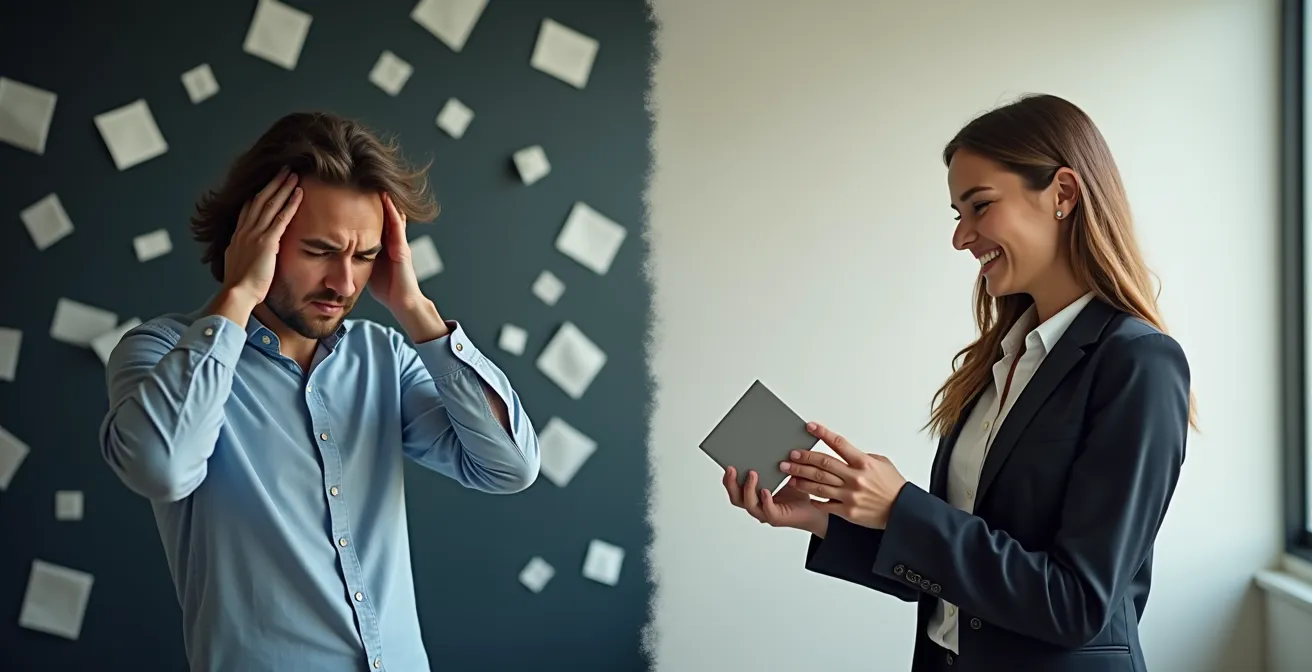 Visueller Vergleich zwischen Maximizer und Satisficer Entscheidungstypen